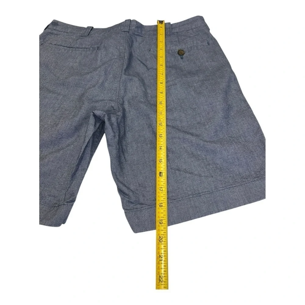 J.Crew Men's Gramercy Shorts Flat Front Blue Chambray Cotton Size 32W